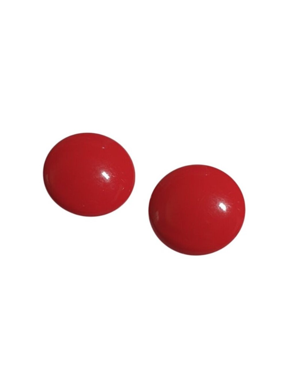 Red Vintage Round Clip On Earrings Retro Gold Backing Womens Jewelry Vintage